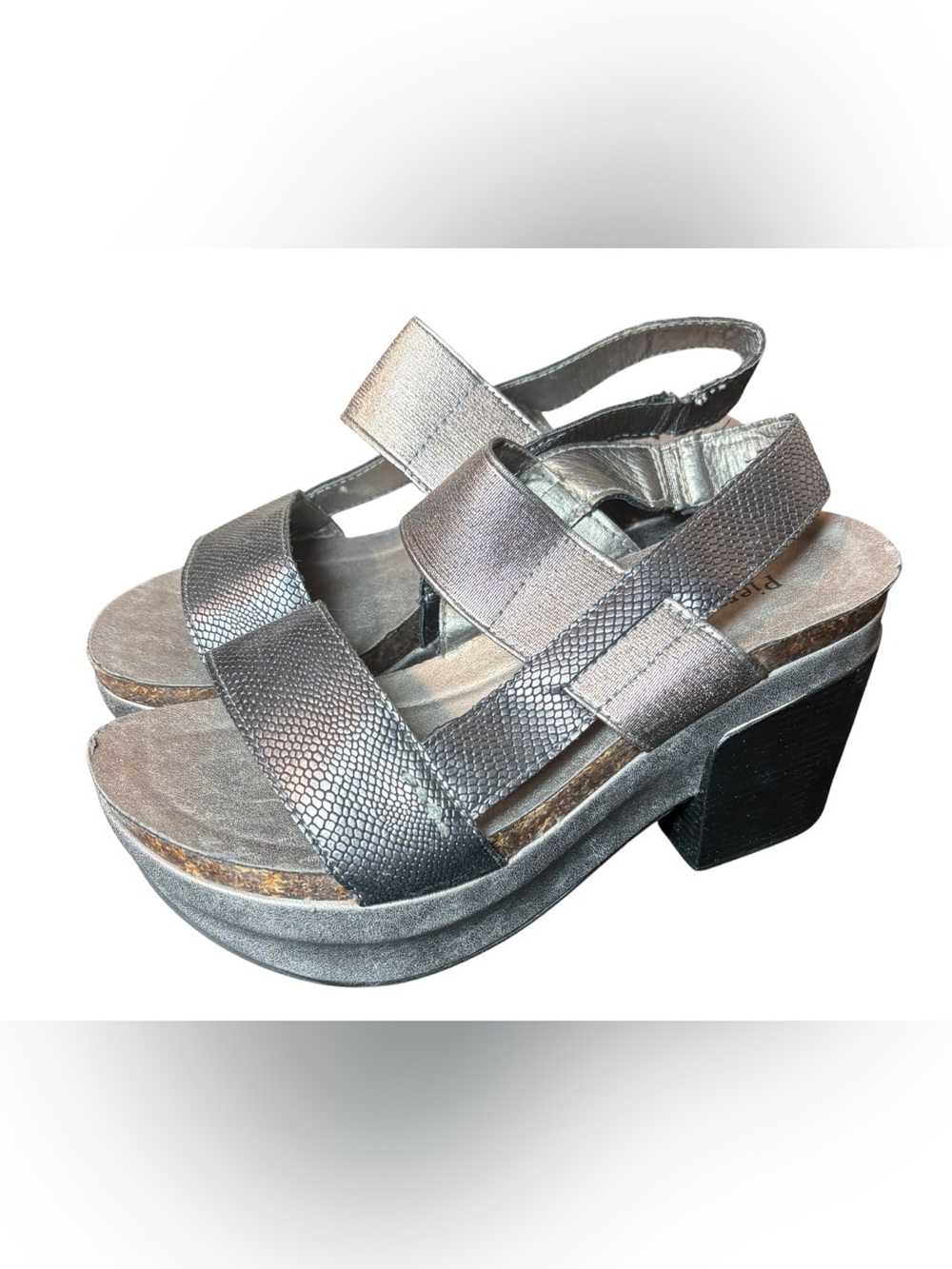 Pierre Dumas Metallic Platform Sandals Size 6